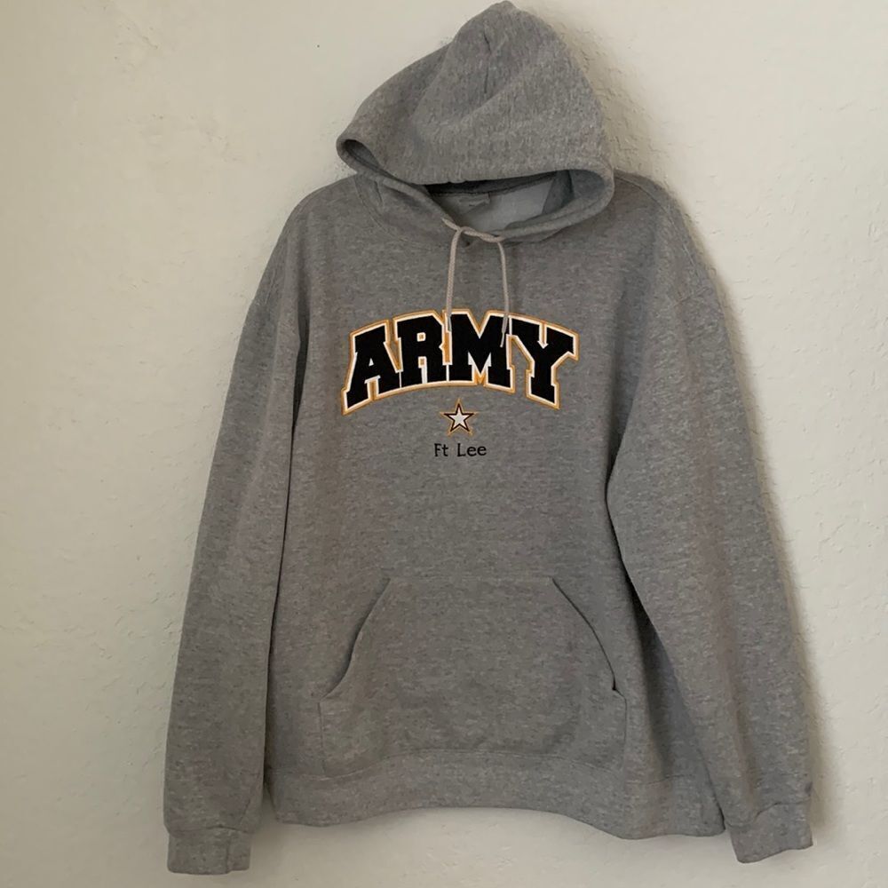 Hoodie by Soffe Cotton Blend Gray/ Navy Pullover Sweatshirt Men’s Size XL